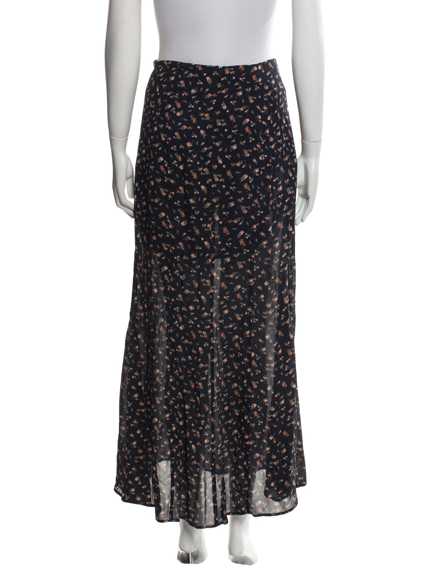 Reformation Floral Print Midi Length Skirt